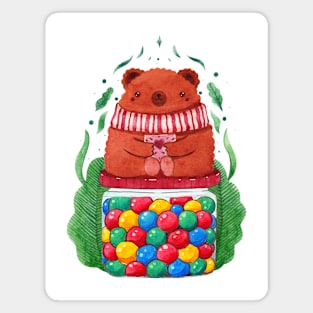 Bear candies jar watercolor Magnet